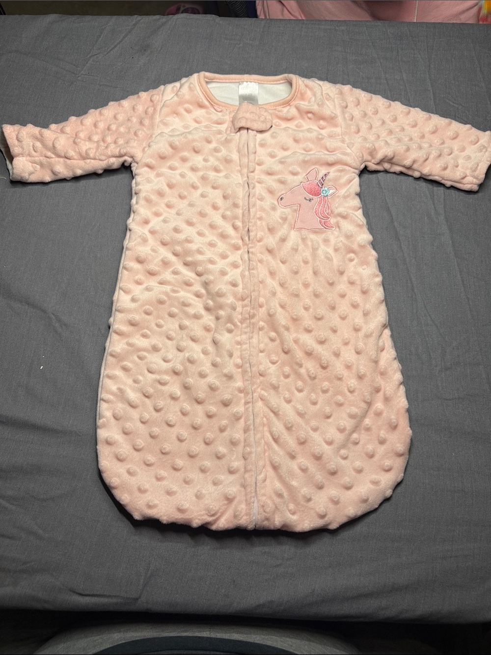 Plush Pink Unicorn Sleep Sack for Babies - Soft Zippered Wearable Blanket